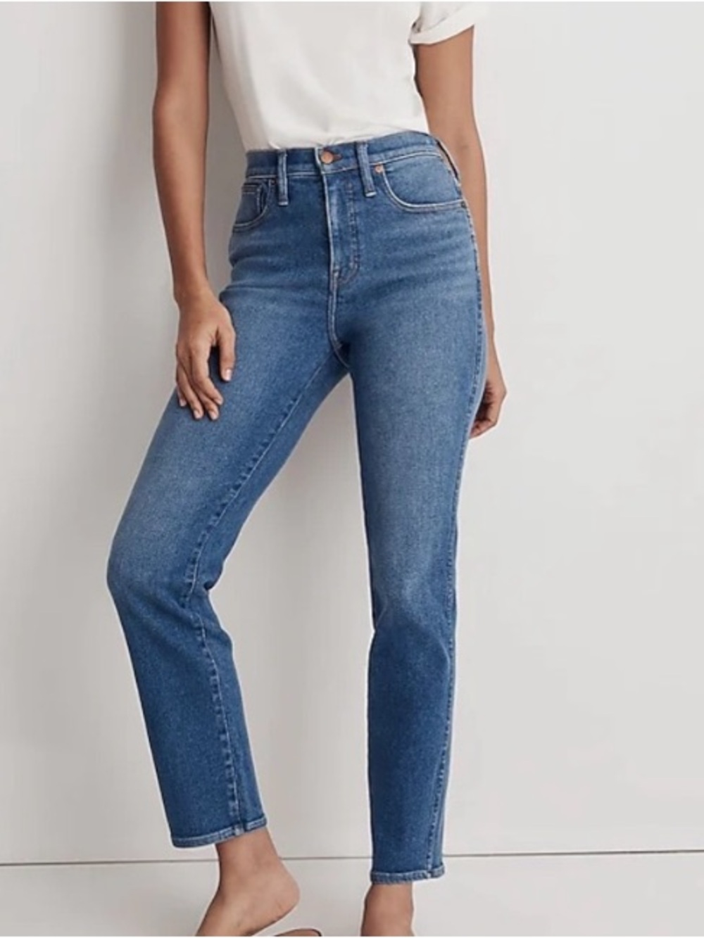Madewell Mid Rise Stove Pipe Raw Hem Jeans